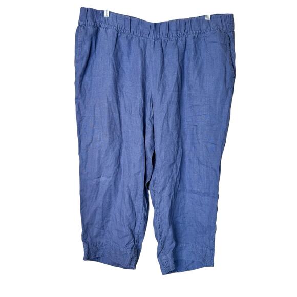 J.Jill Pure Jill 100% Linen Blue Crop Casual Pants Sz 2X Classic Boho Lagenlook - Picture 3 of 9